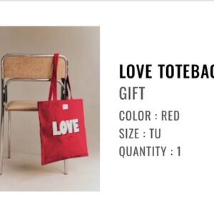 Sezane Red Love Tote Bag